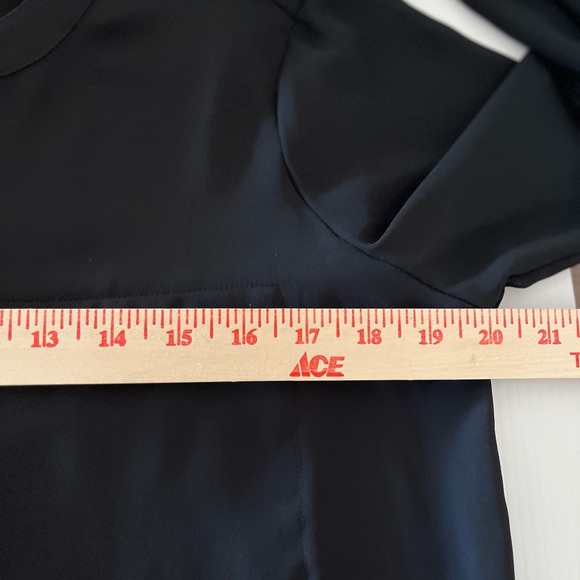 JM Collection Black Collarless Long Sleeve Silver Button Hidden Placket Blouse - Picture 13 of 15